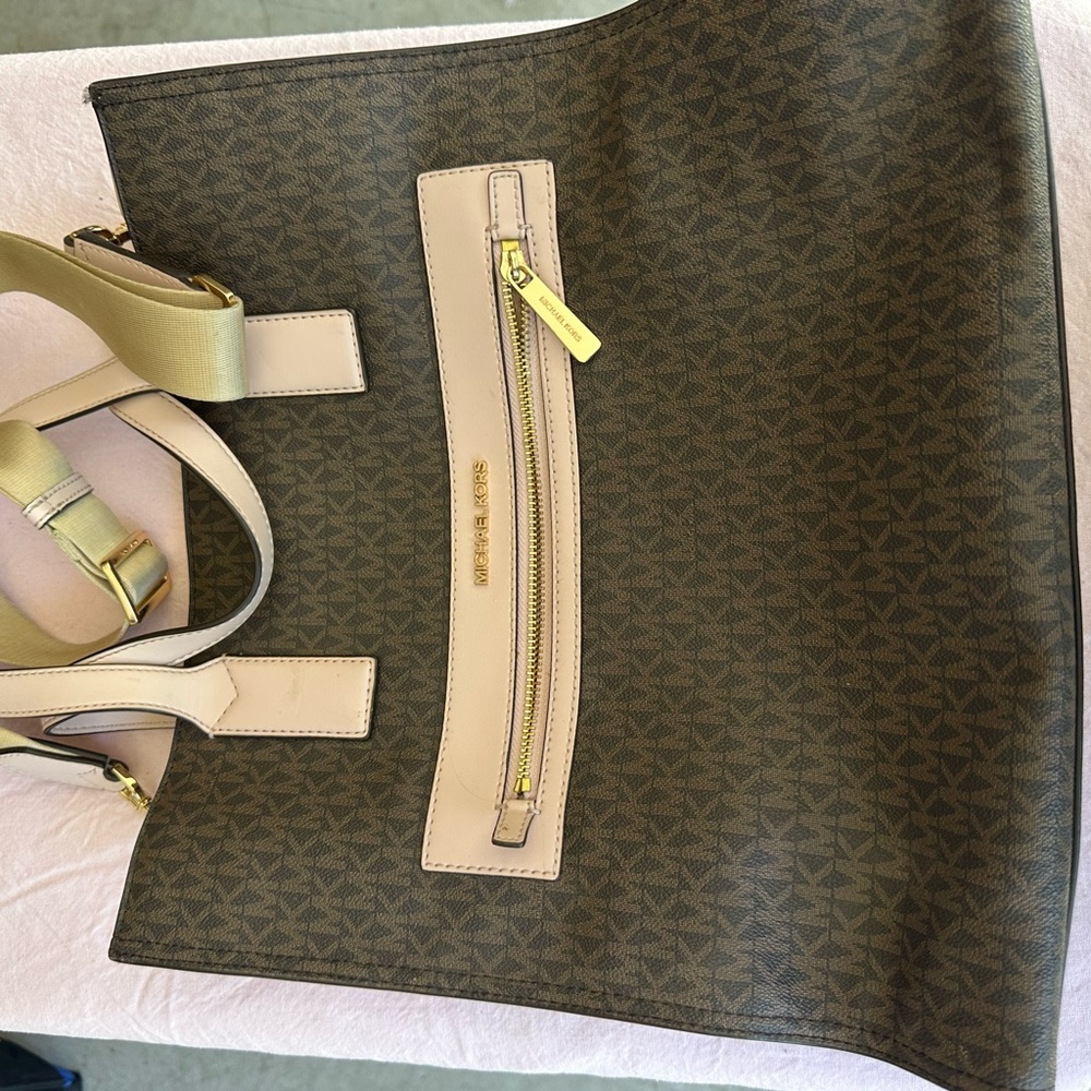 Michael Kors Dark Brown and Cream Tote